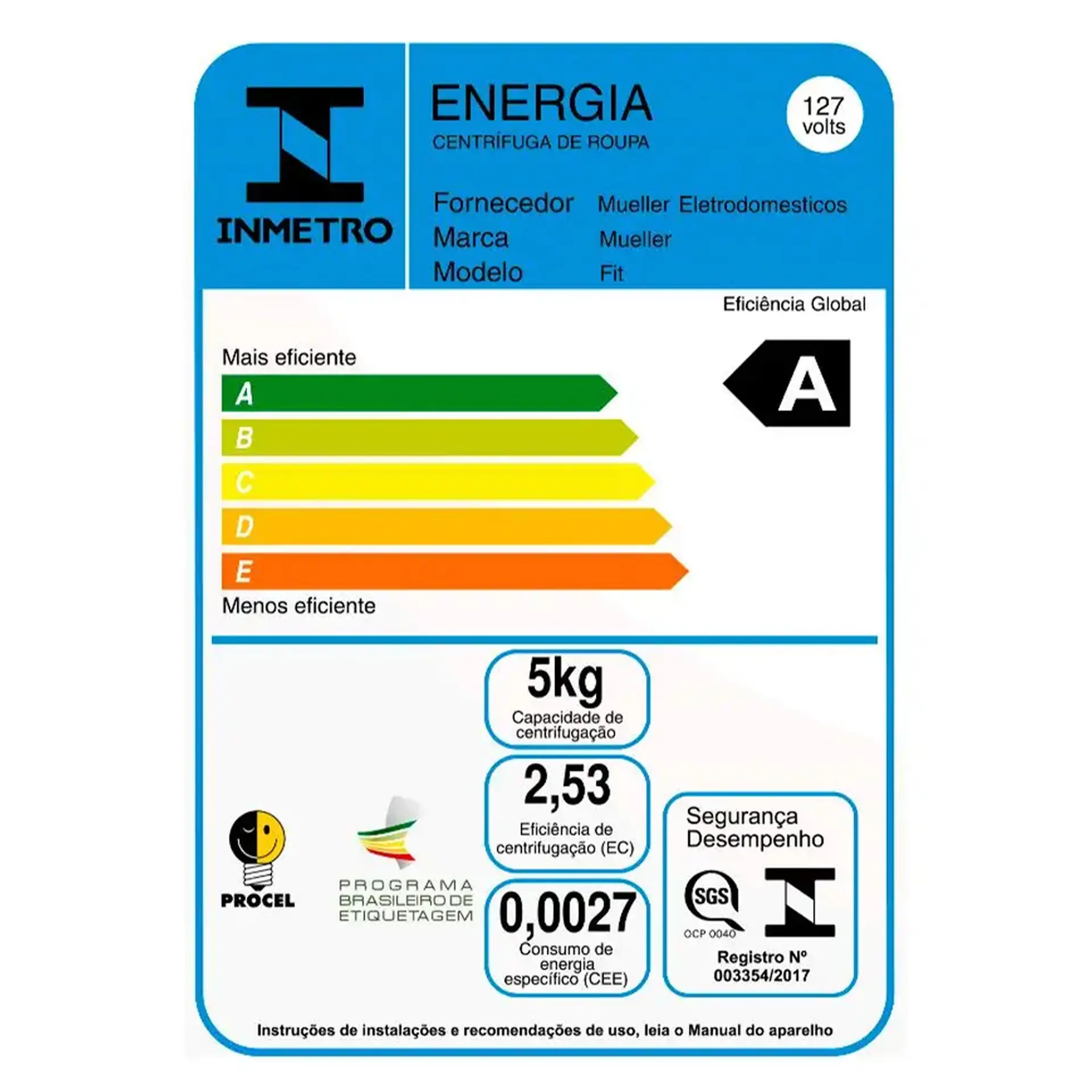 Centrífuga de Roupas Mueller Fit Timer e Tampa dupla 15kg - Preto - 110 Volts