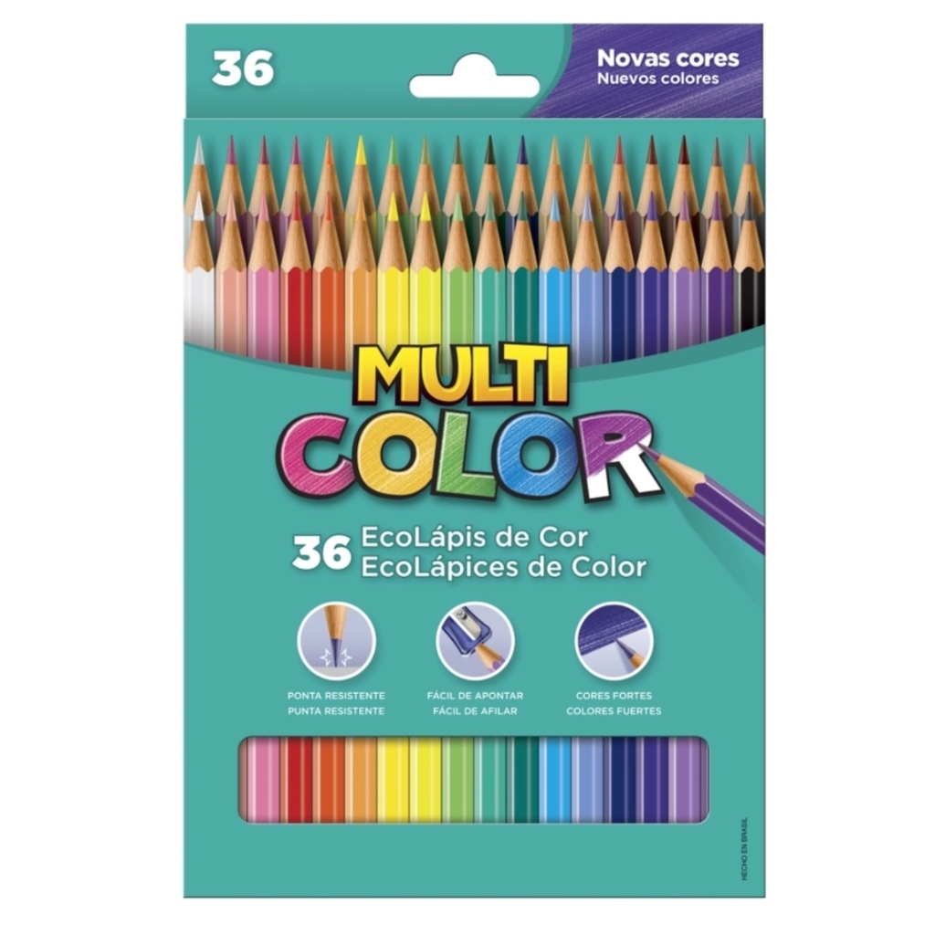 Lápis de Cor 36 Cores Sextavado  - Multicolor - 113600N