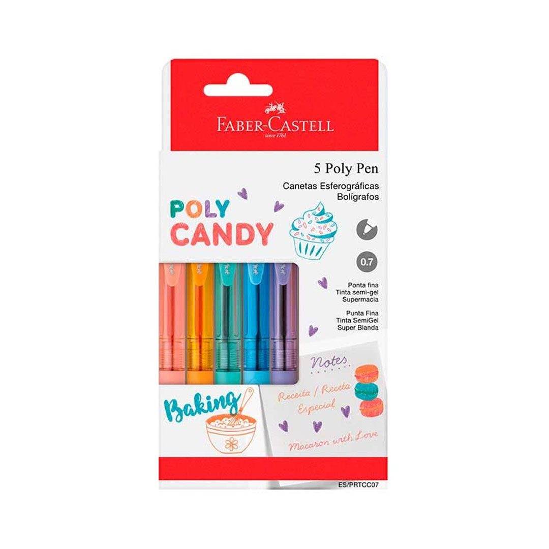 Caneta Esferográfica Faber-Castell Poly Candy Colors 5 Cores