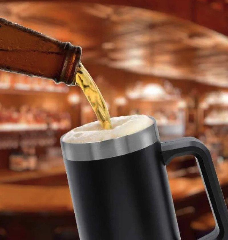 Caneca Térmica Chopp Cerveja 709 ml Aço Inox Laranja