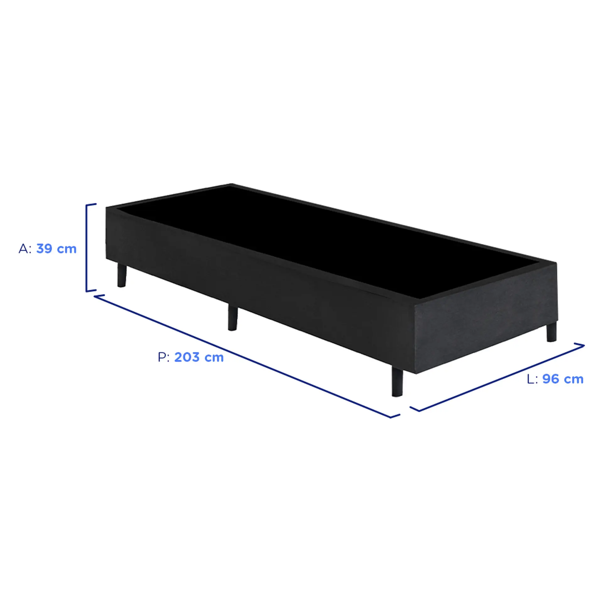 Base Cama Box Gazin Somie Suede Liso 96x203 - Preto