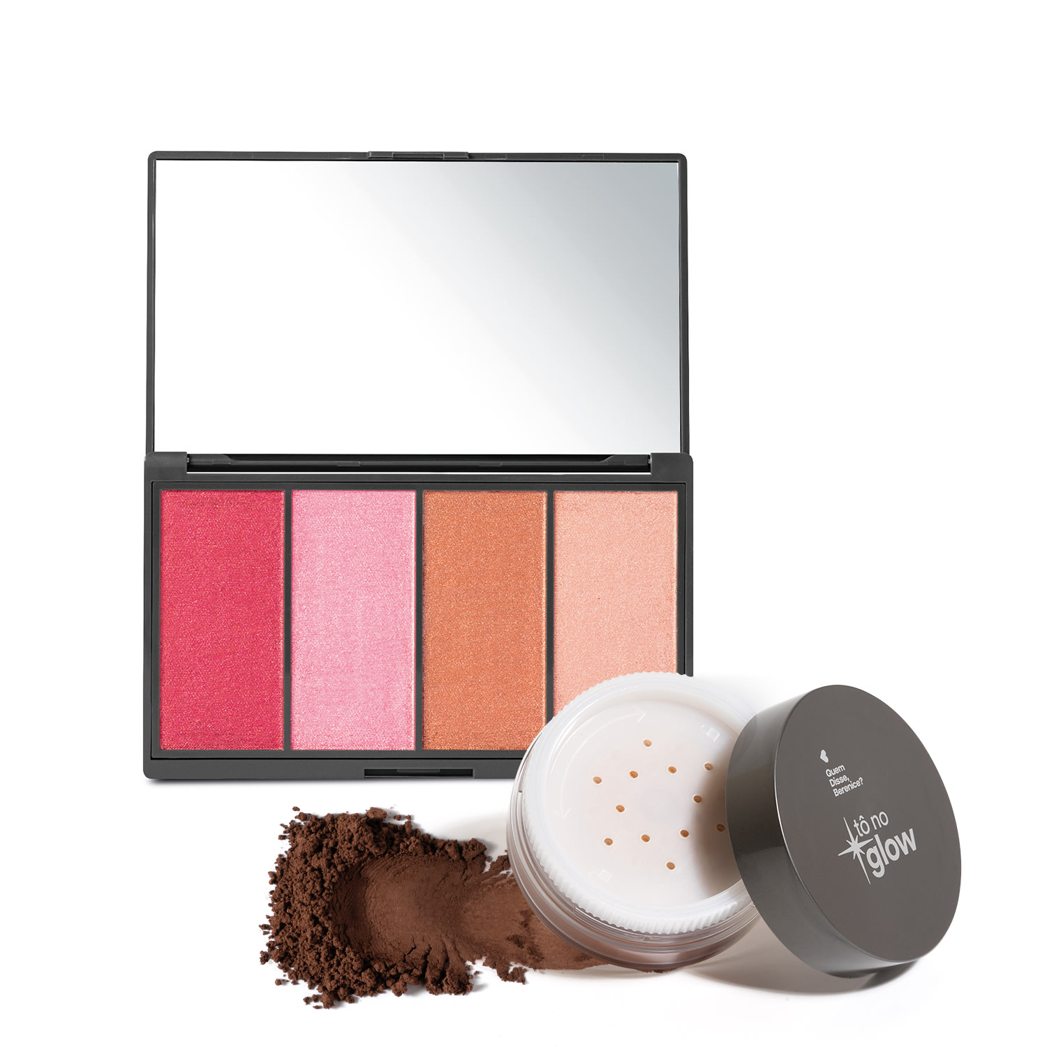 Combo Make Tô No Glow Quem Disse, Berenice?: Paleta de Maquiagem Multifuncional 14,2g + Pó Solto Translúcido Cor 5 9g