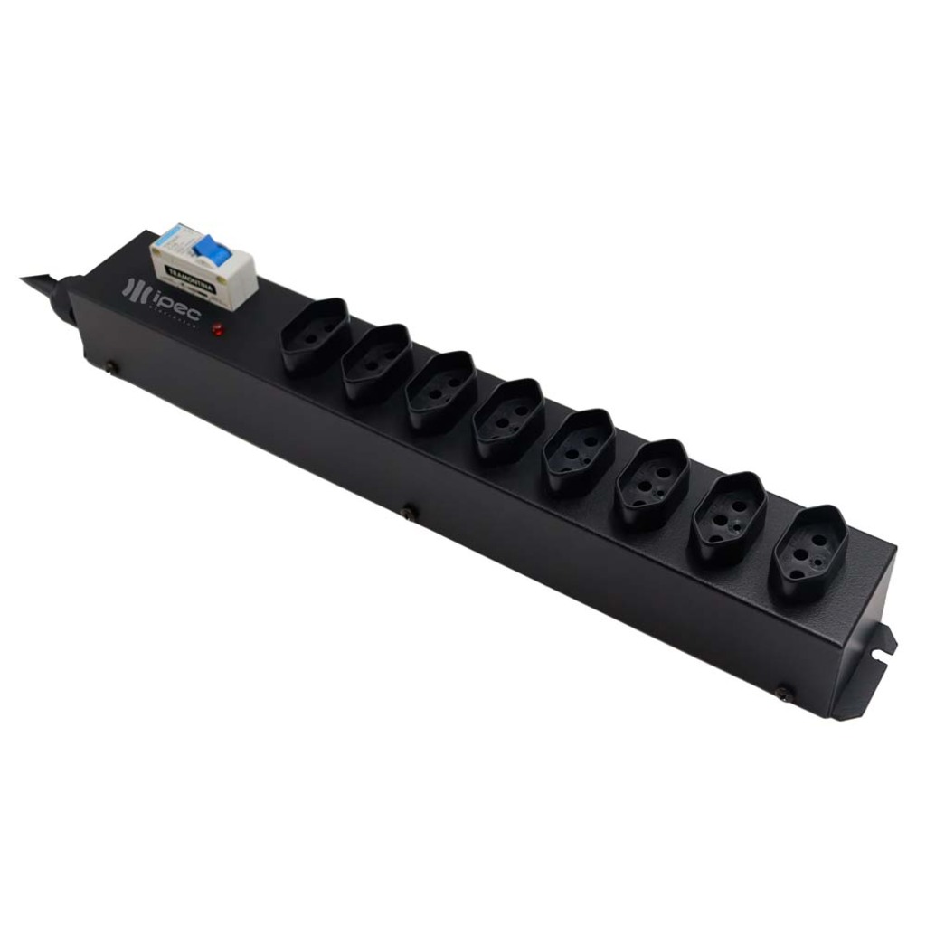 Filtro de Linha Ipec 8 Tomadas 3 Pinos 20A 1,20m Profissional Preto A2429PT