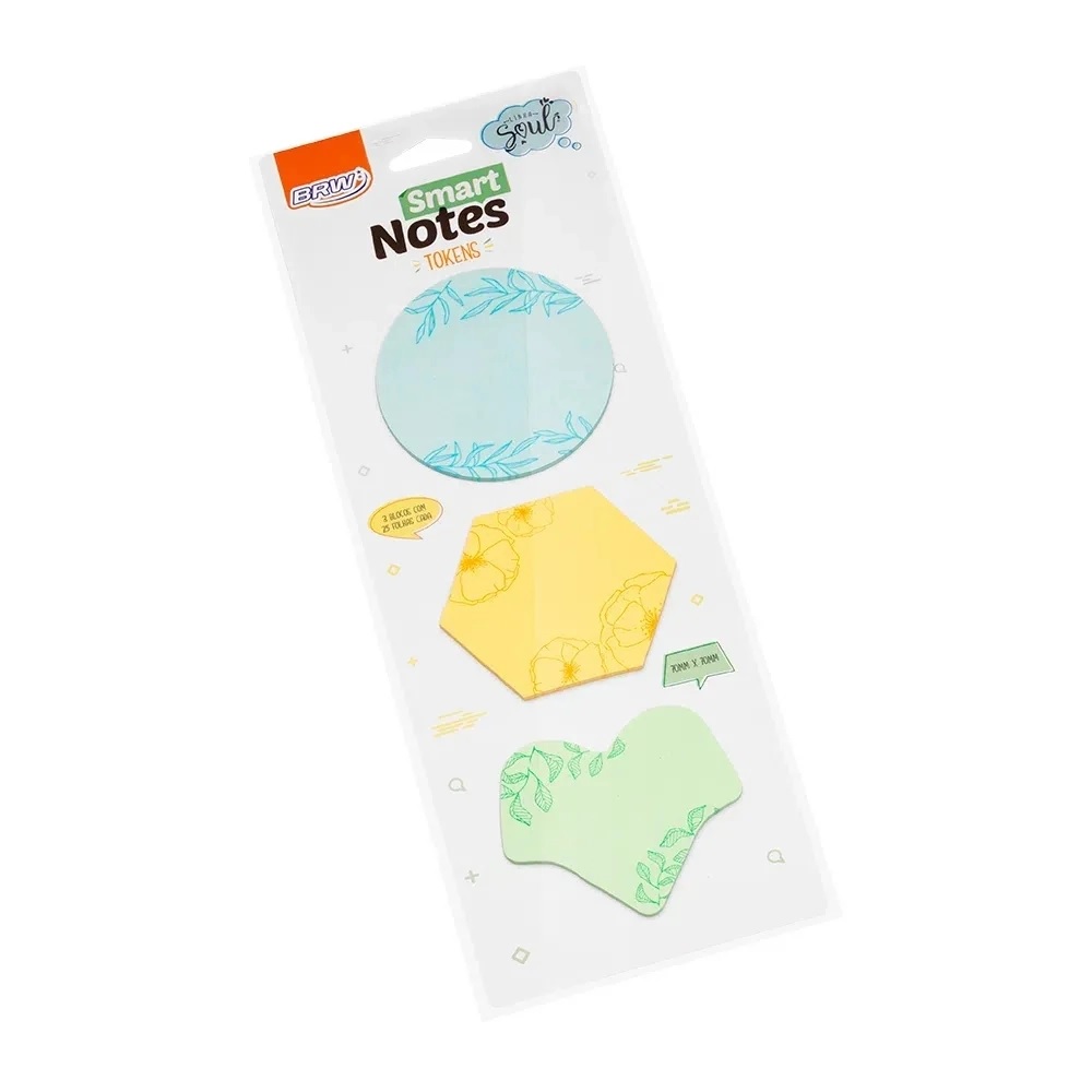 Bloco Adesivo BRW Smart Notes 70x70mm Tokens Geométricos
