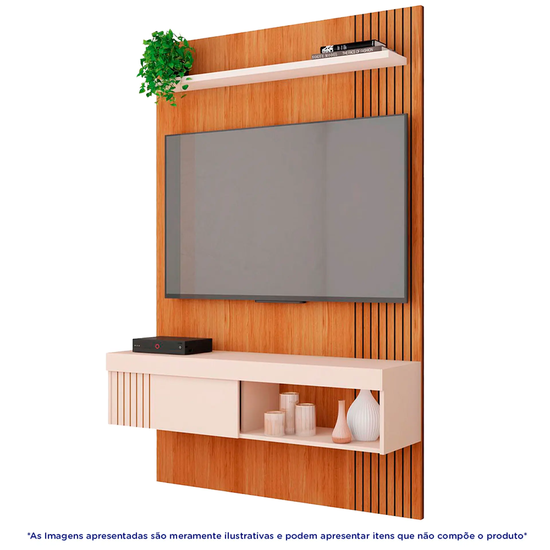 Painel para TV até 45" com Porta Deslizante Jade Caemmun - Freijo/Off White