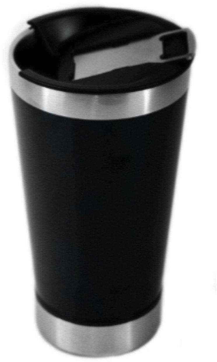 Copo Térmico Seleção Brasil 473 ml Aço Inox Com Tampa e Abridor Preto