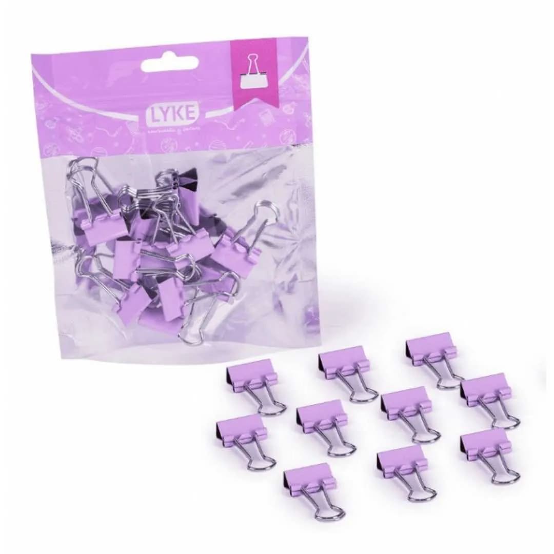 Prendedor de Papel Lyke 19mm 12 Unidades Roxo Pastel