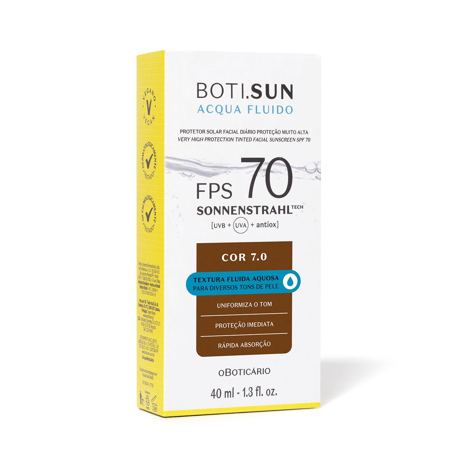 Protetor Solar Facial Com Cor FPS70 Boti.Sun 7.0 40ml