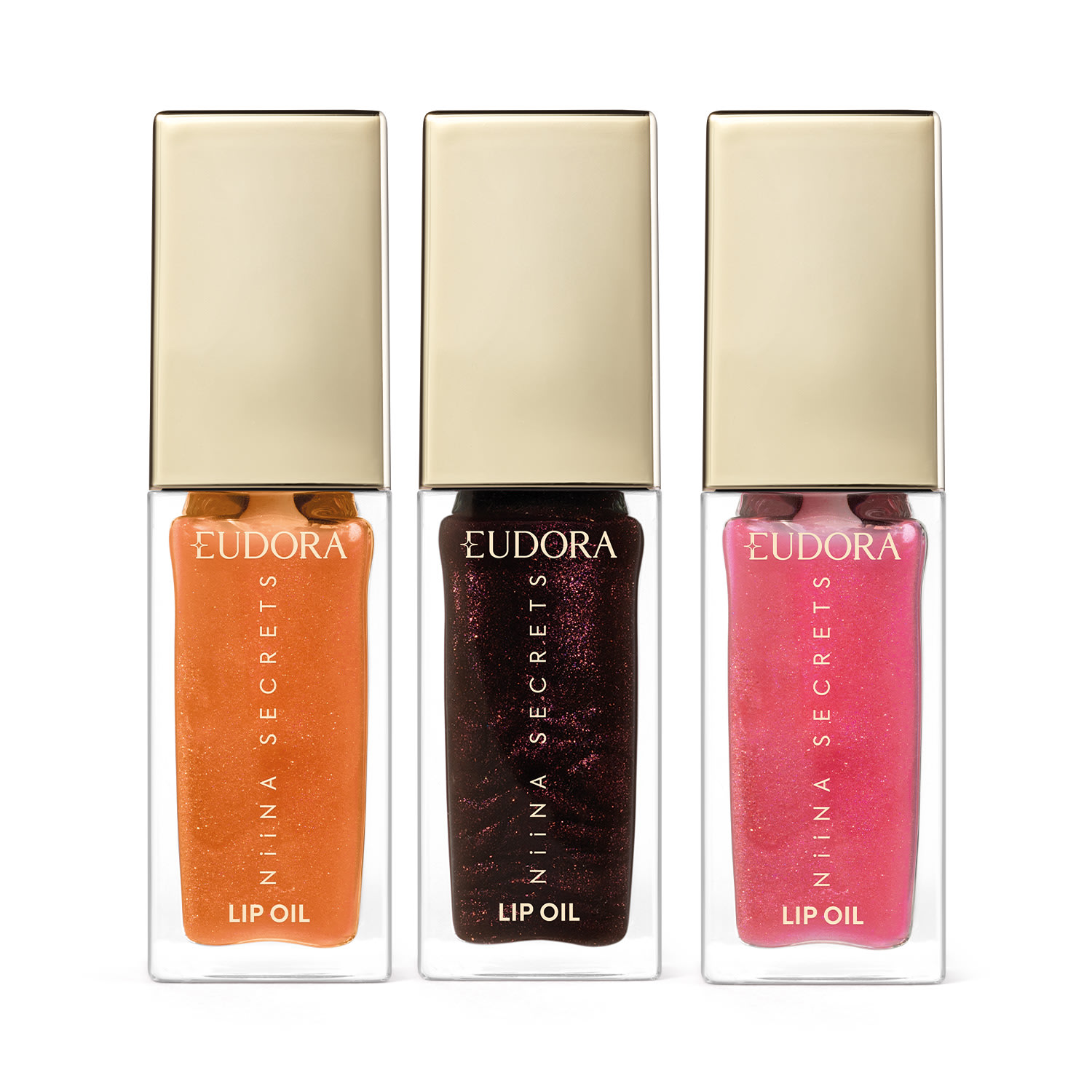Combo Niina Secrets Lip Oil Shine Flowers: Rosa Centifolia 7ml + Rosa Negra 7ml + Rosa Silvestre 7ml
