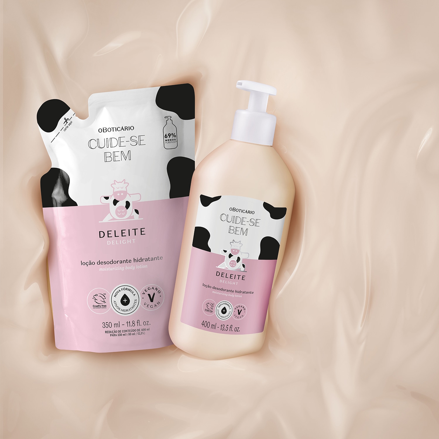 Refil Loção Desodorante Hidratante Corporal Cuide-se Bem Deleite 350ml