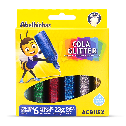 Cola Gliter Acrilex 6 Cores 23g