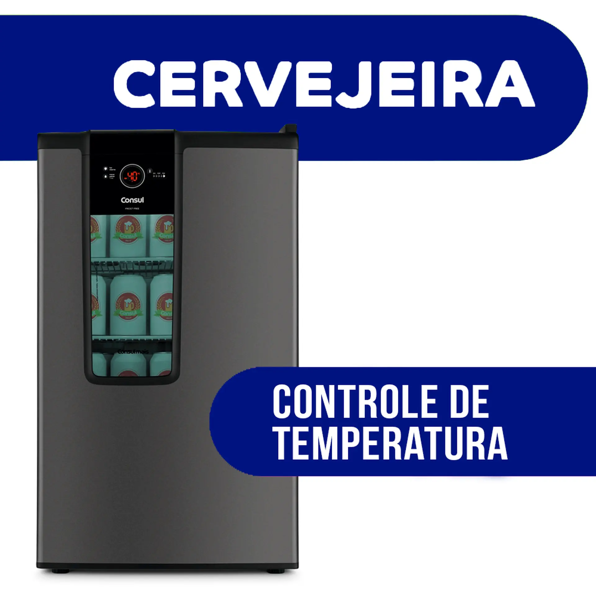 Cervejeira Consul 82L com Painel de Controle Frost Free CZD12 - Titanium - 110 Volts
