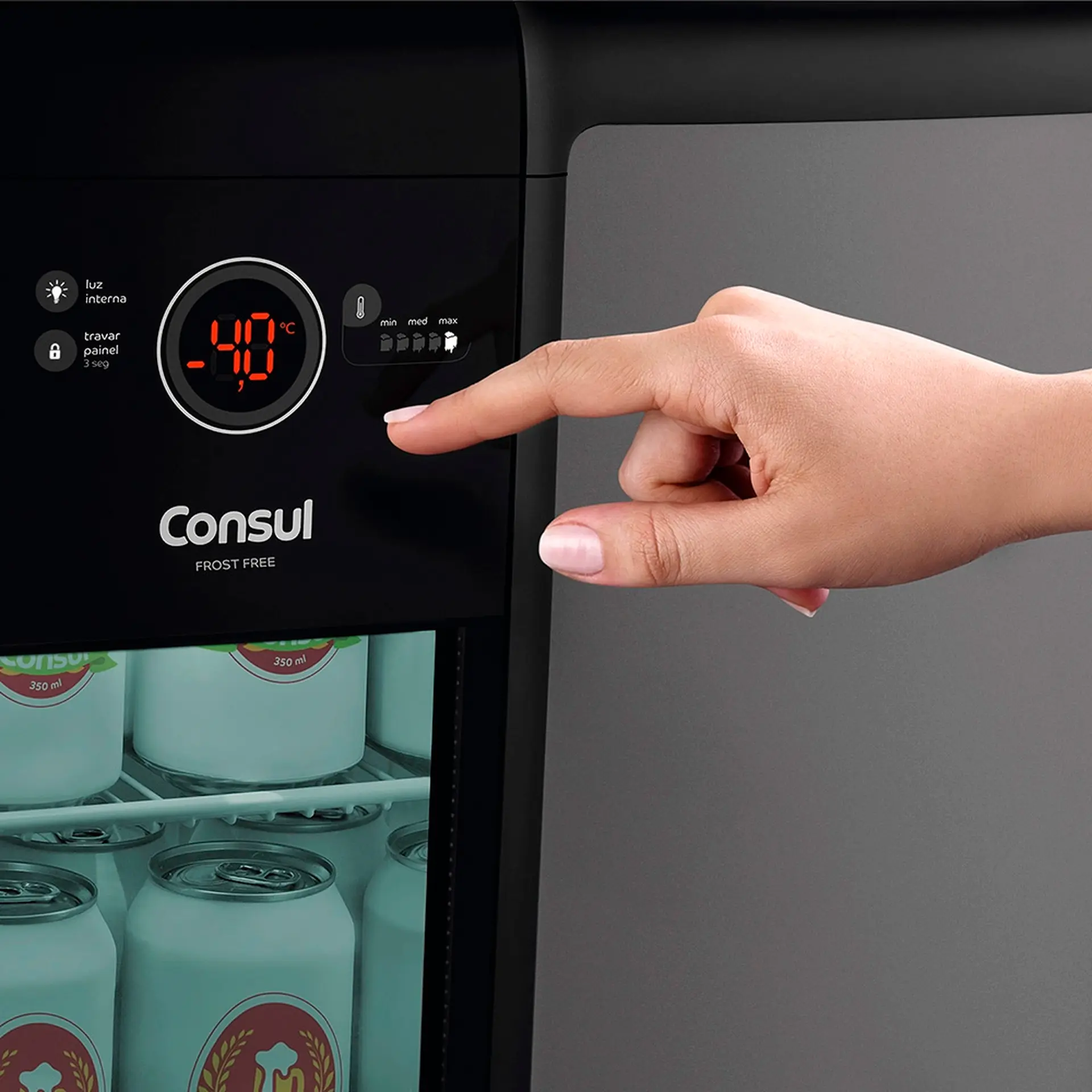 Cervejeira Consul 82L com Painel de Controle Frost Free CZD12 - Titanium - 110 Volts