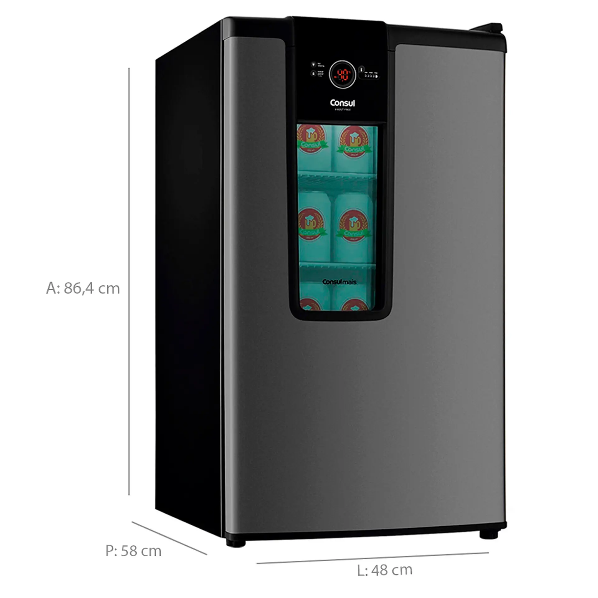 Cervejeira Consul 82L com Painel de Controle Frost Free CZD12 - Titanium - 110 Volts