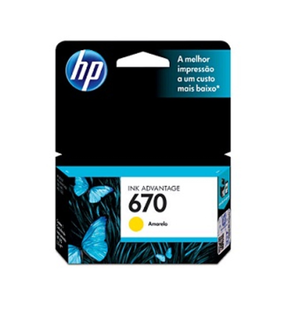 Cartucho de Tinta HP 670 Amarelo Original - CZ116AB - 300 páginas para 4615, 4625, 5525