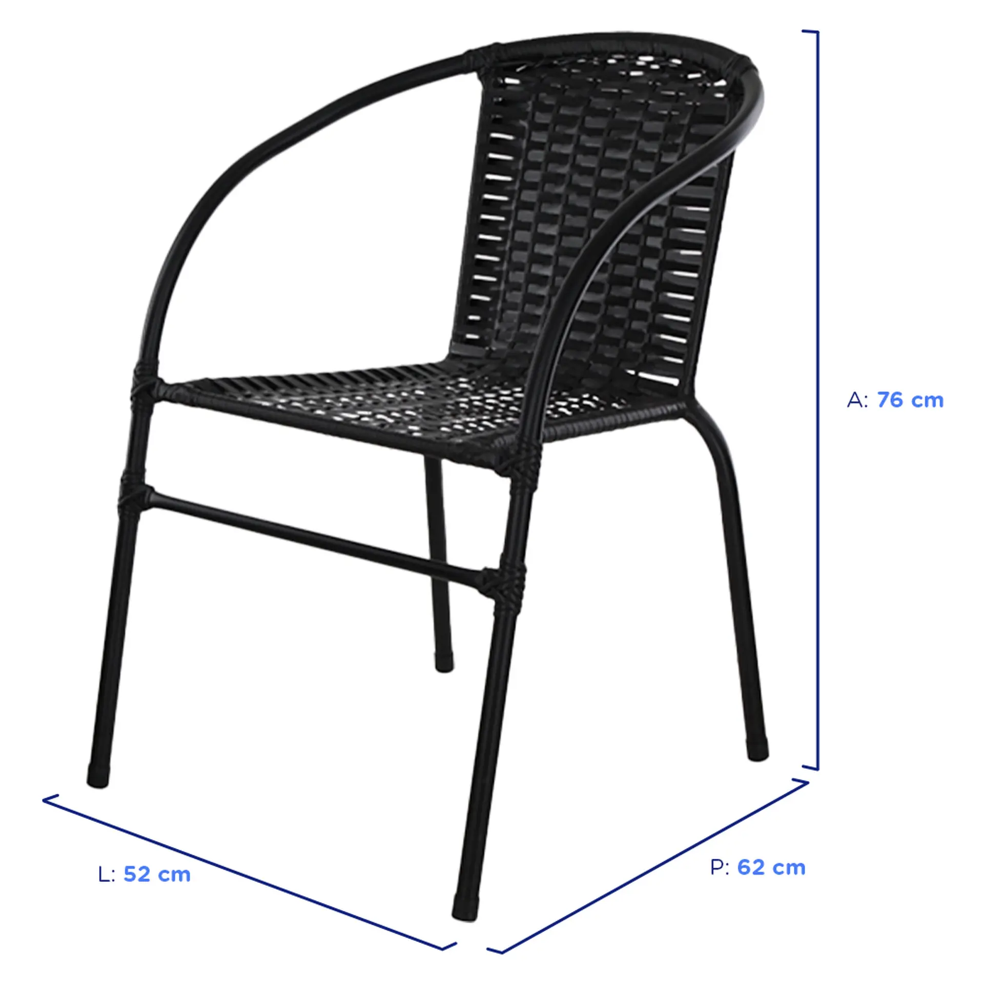 Conjunto de Mesa 4 Cadeiras Tampo de Vidro Happy Hour Cadeiras Fama - Preto