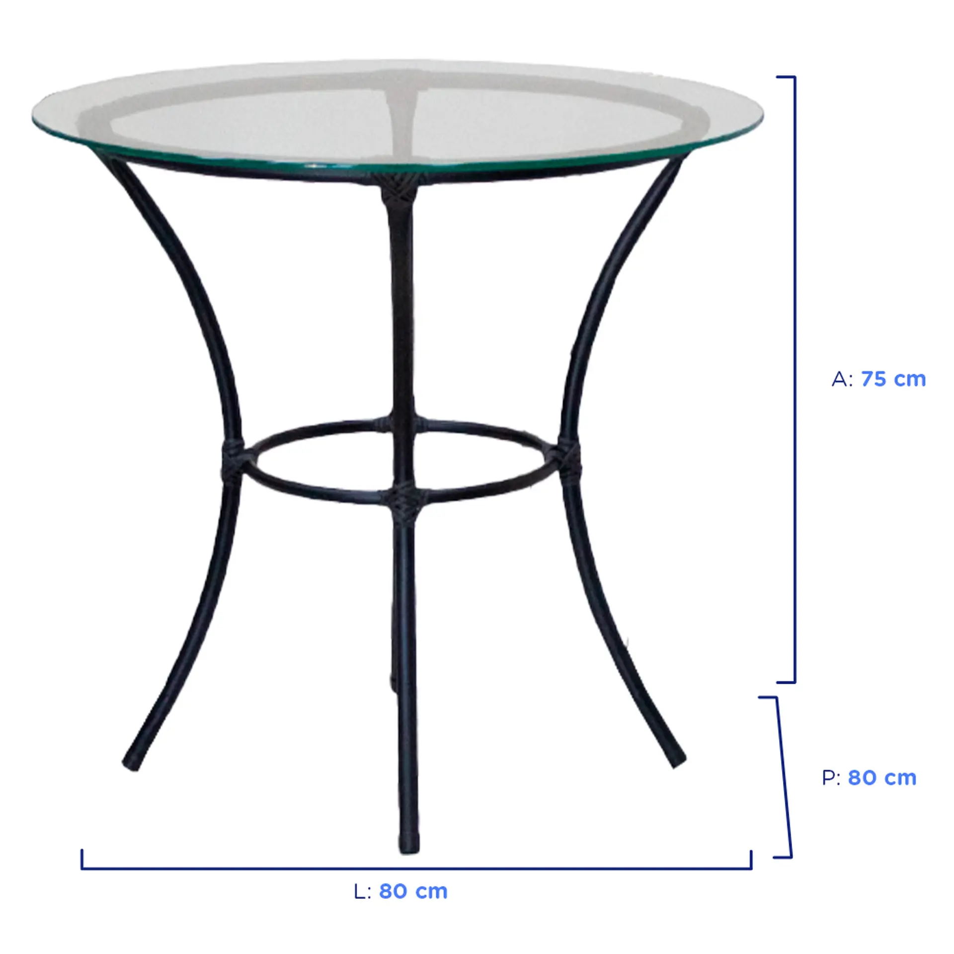 Conjunto de Mesa 4 Cadeiras Tampo de Vidro Happy Hour Cadeiras Fama - Preto
