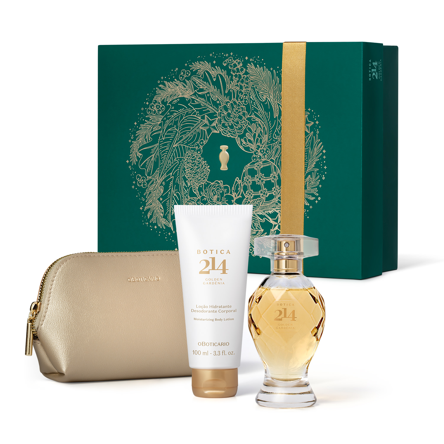 Kit Presente Natal Botica 214 Gold Gardênia (3 itens)