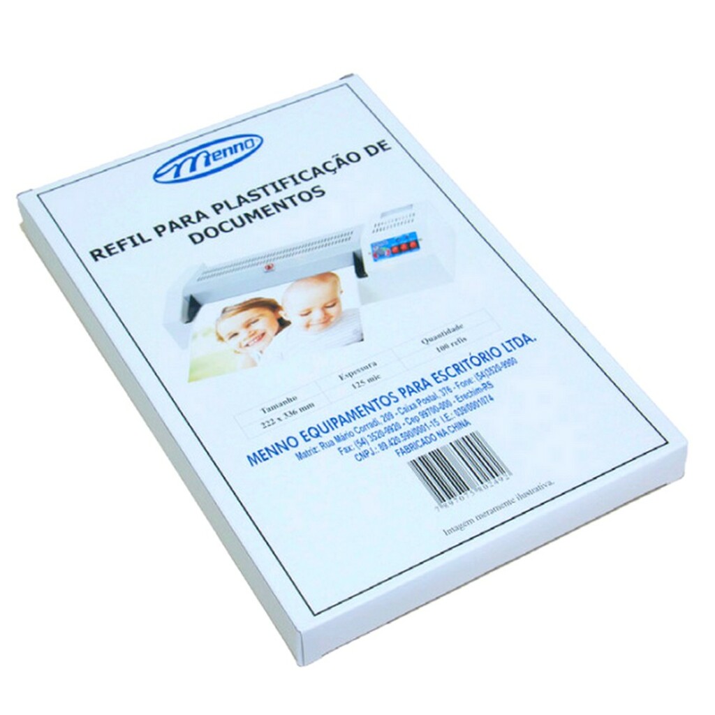 Plástico para Plastificação A4 220mm x 307mm 125 Micras 5mm Menno - Pacote 100 Unidades - 181