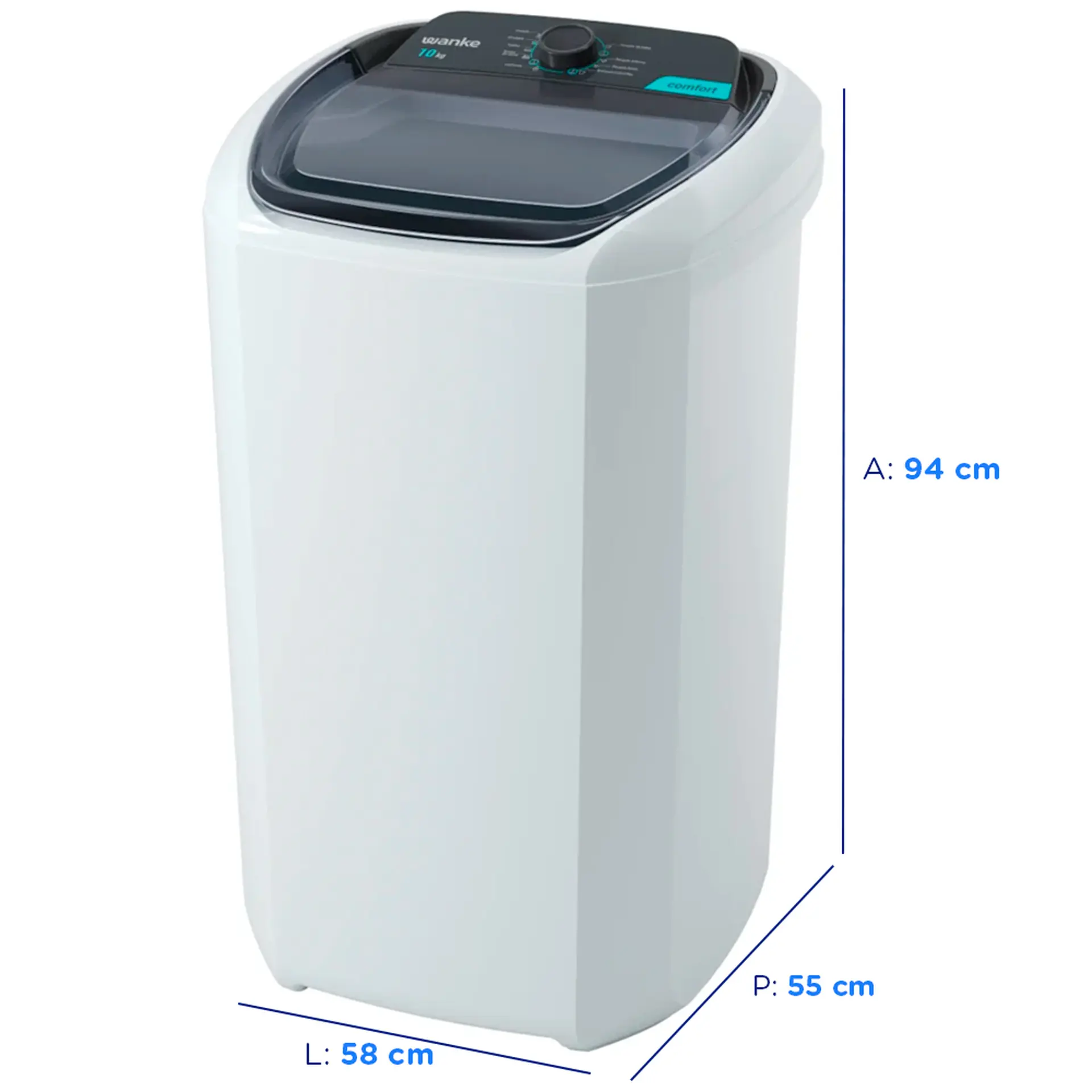 Tanquinho Wanke Comfort Semiautomático 10kg 8 Programas LWBE100T3 - Branco - 110 Volts