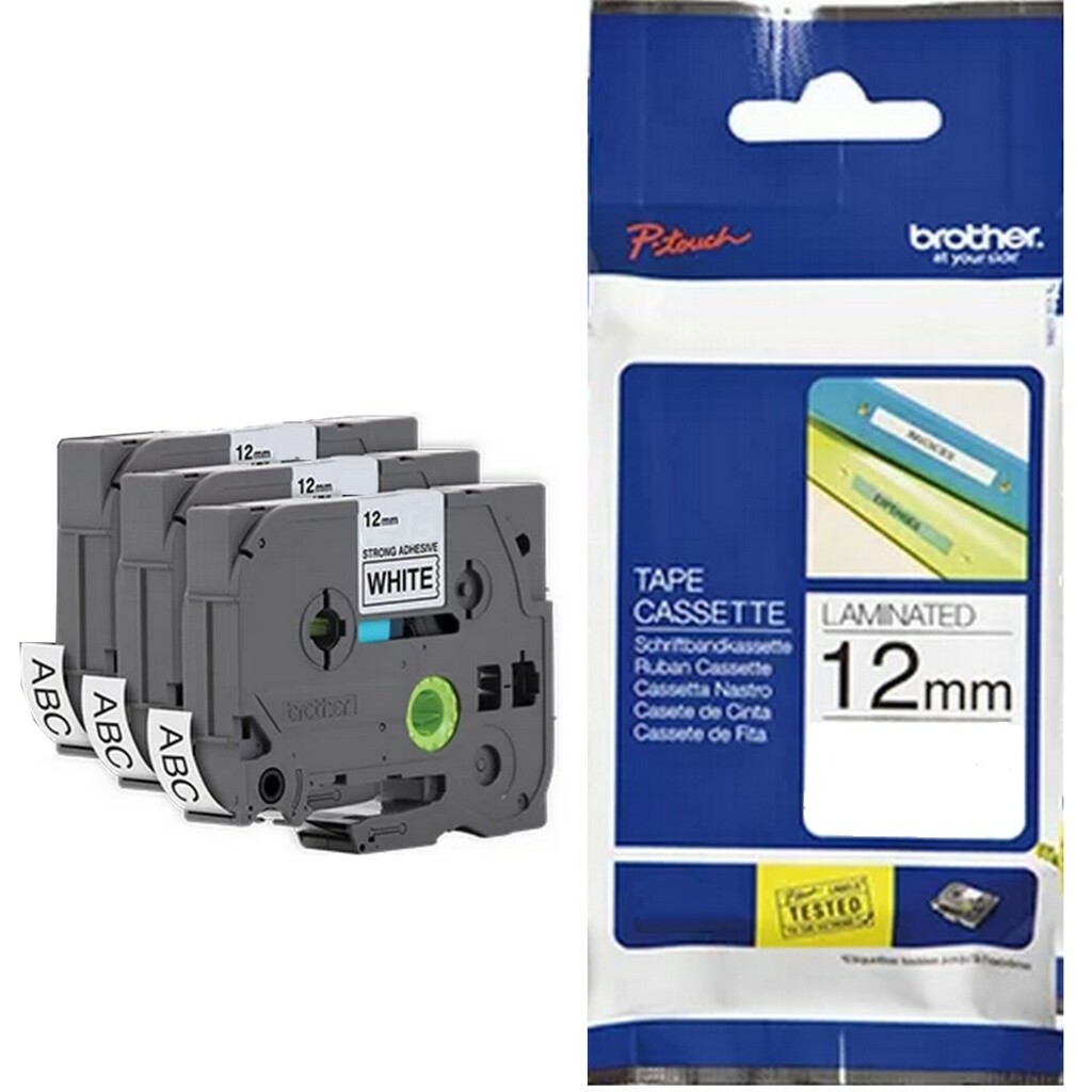 Fita Rotuladora Brother M231M3 Original 12 mm 8 Metros Preto no Branco - Kit C/3 Fitas - M231M3
