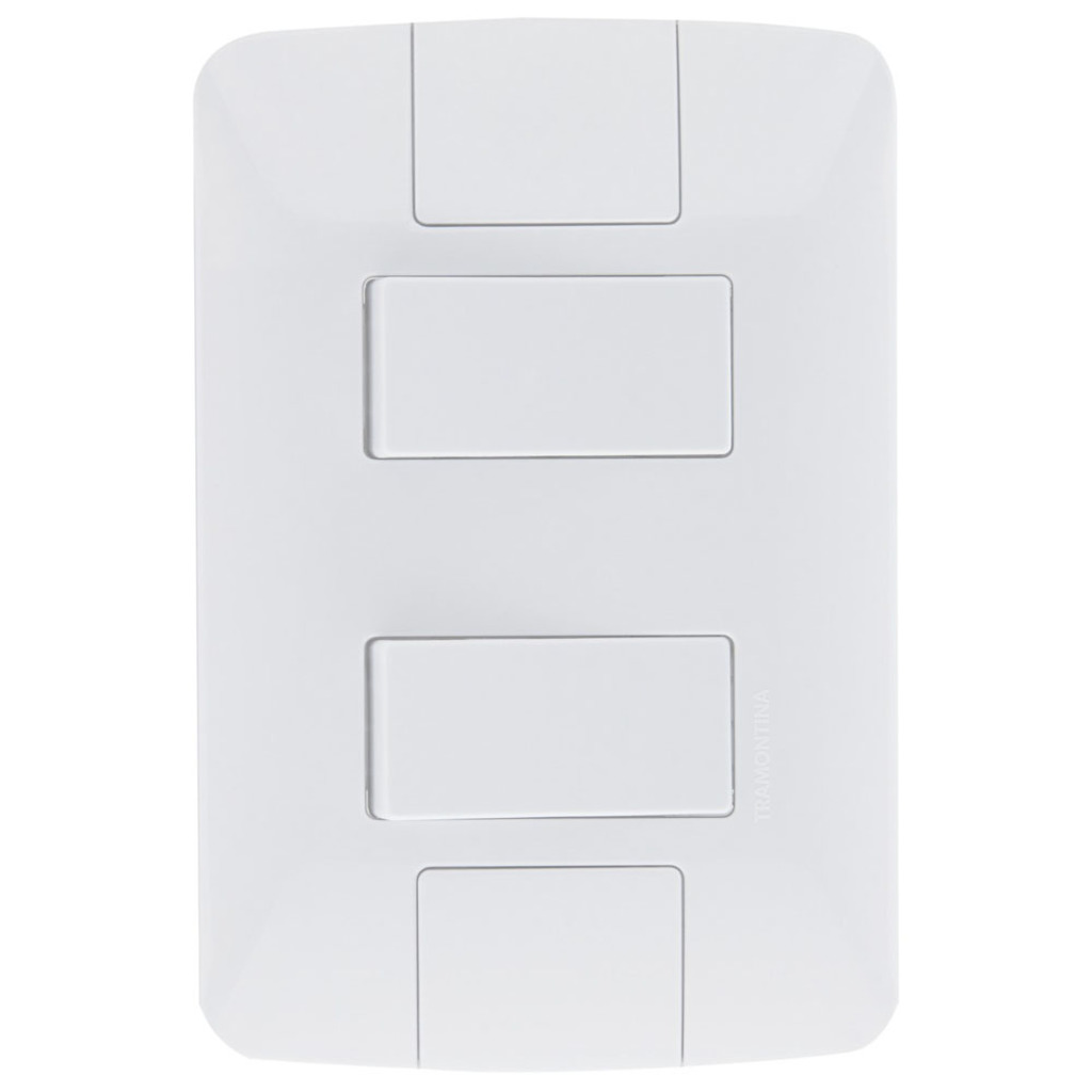 Interruptor 2 Simples 6A Tramontina Aria 57241/040 com Espelho 4x2 Branco