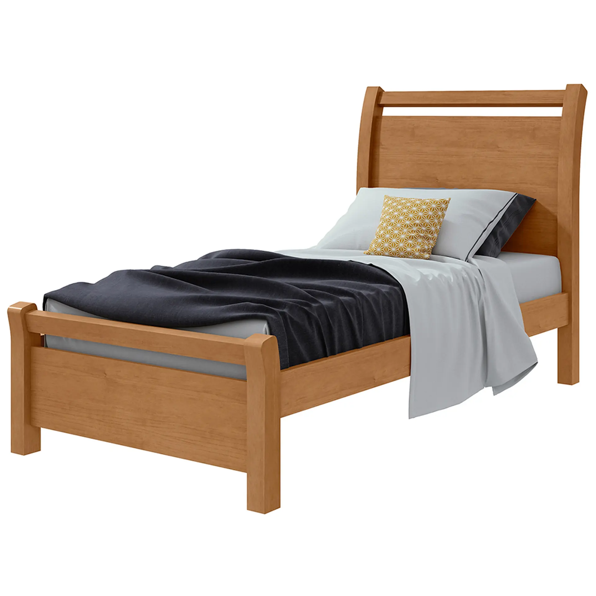 Cama de Solteiro MDP MDF Suporta até 90kg Lopas Reali - Amendoa Clean