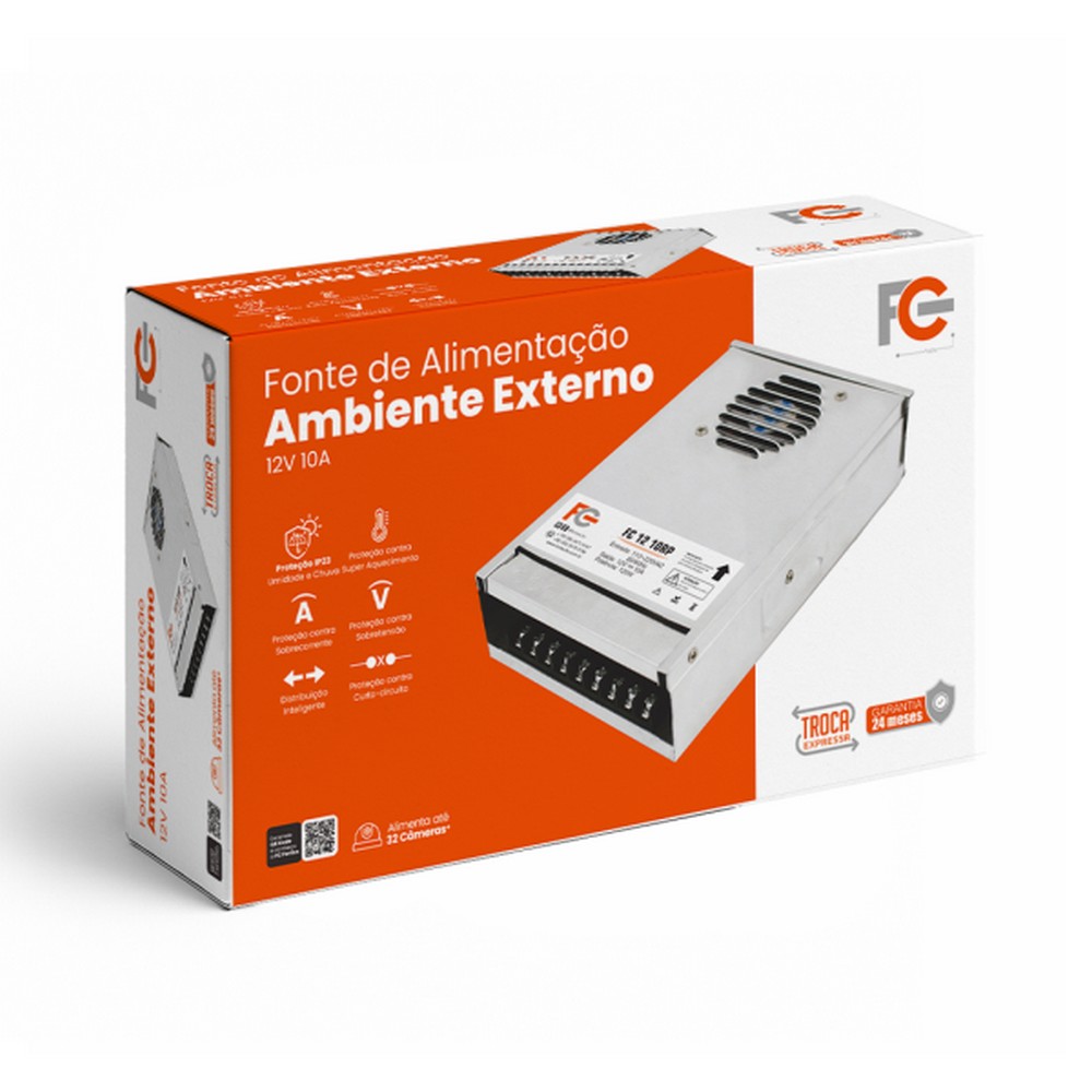 Fonte Colmeia 12V 10A 120W Bivolt FC Fontes FC1210RP