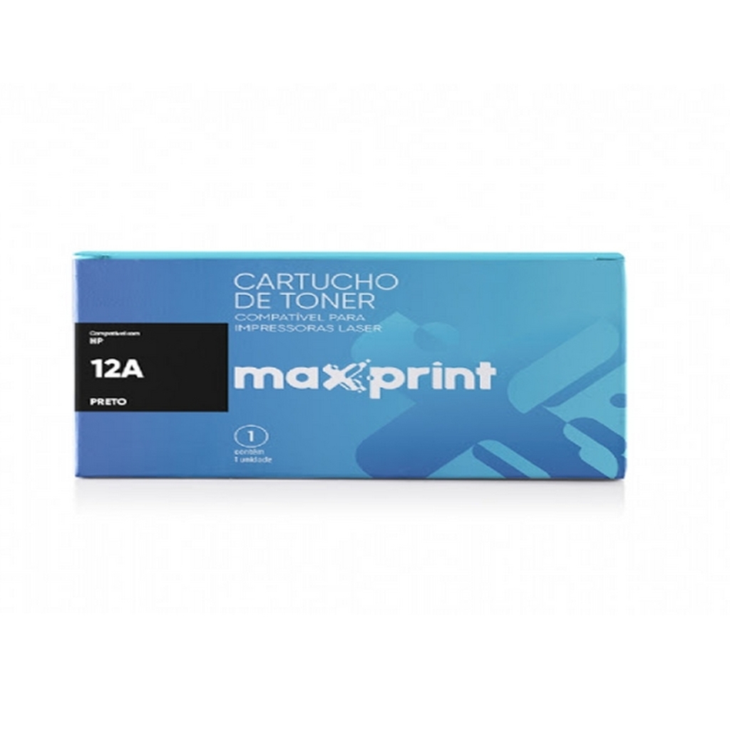 Toner HP 12 Preto Maxprint - Q-2612A - 1010, 1012, 1015, 1018, 1020, 1022, 3015, 3020, 3030, 3050, 3052, 3055