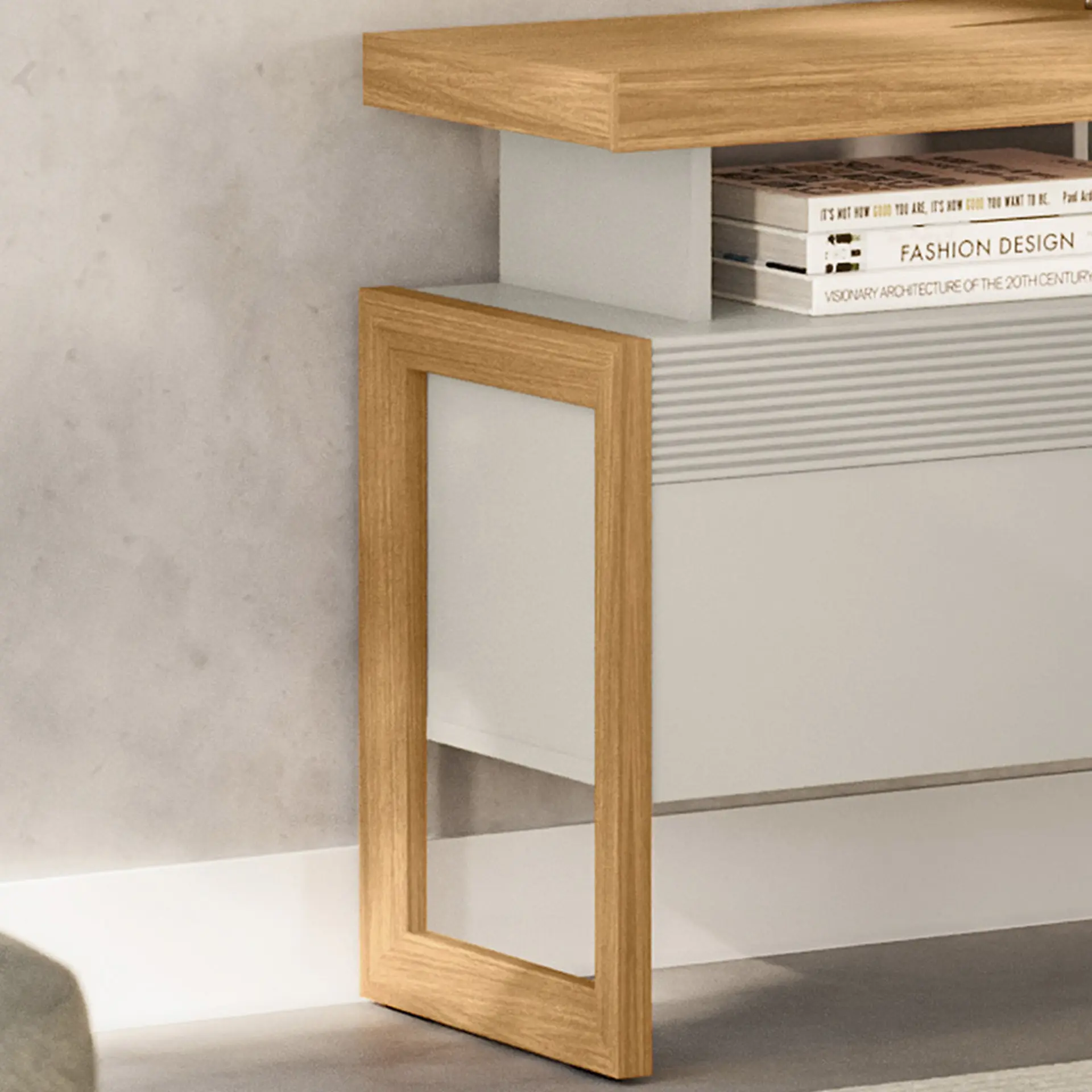 Rack para TV até 70" 2 Portas de Correr MDP e MDF Esmeralda Linea Brasil - Nature/Off White
