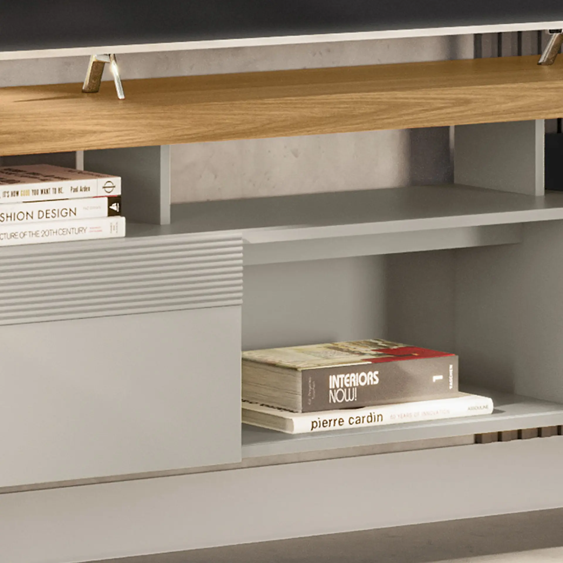 Rack para TV até 70" 2 Portas de Correr MDP e MDF Esmeralda Linea Brasil - Nature/Off White