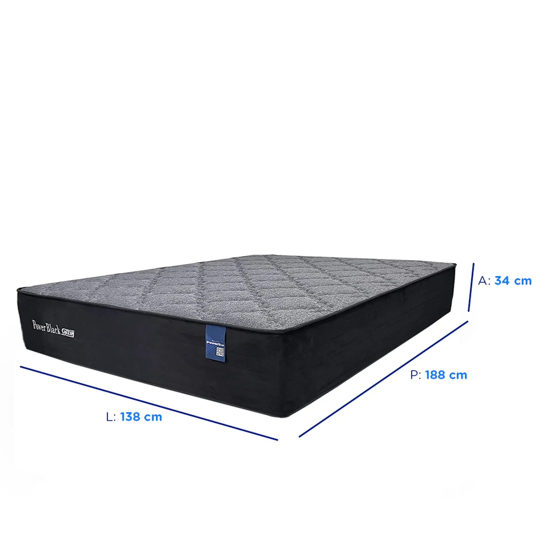 Colchão Casal Molas PowerBlue Gazin Power Black 138x188 - Preto