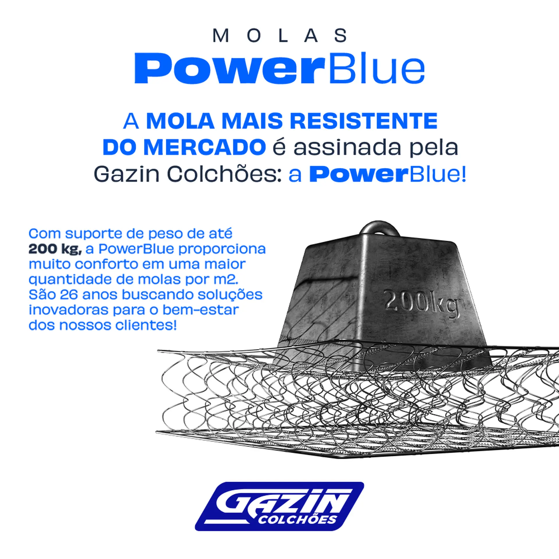 Colchão Casal Molas PowerBlue Gazin Power Black 138x188 - Preto