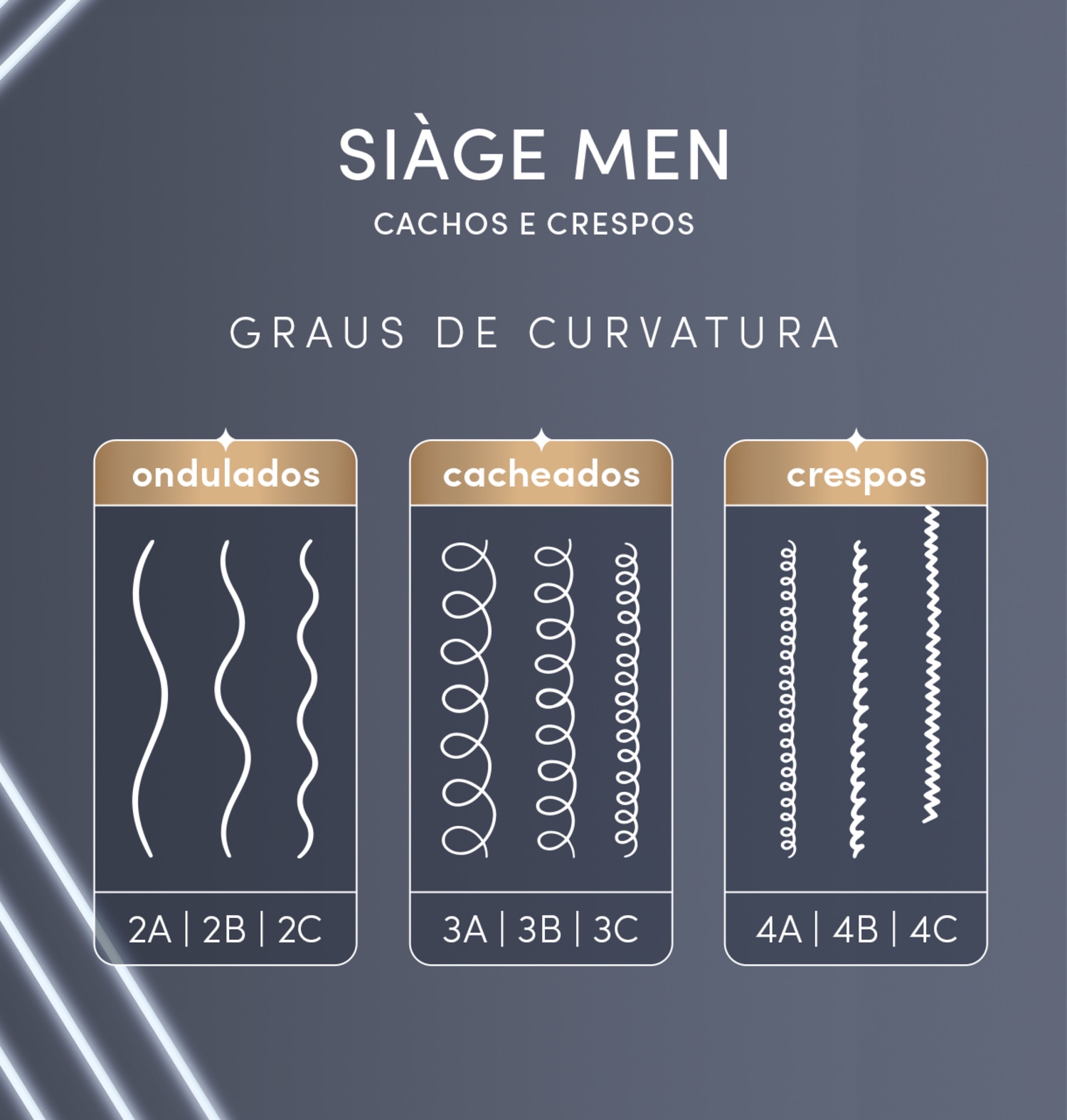 Combo Siàge Men: Condicionador Cachos e Crespos 200ml + Shampoo Cachos e Crespos 250ml + Oleo Capilar Cachos e Crespos 100ml