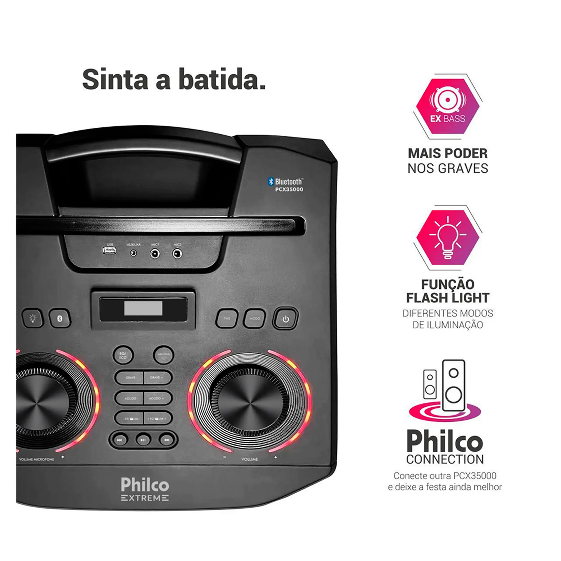 Caixa de Som Amplificada Philco Extreme 3500W Bluetooth PCX35000