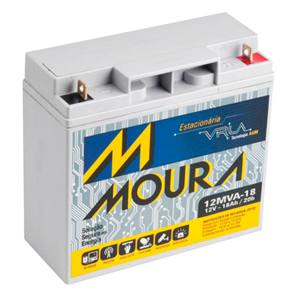Bateria Selada para Alarmes e No-Breaks 18,0 Ah 12 Volts Moura - 12MVA-18