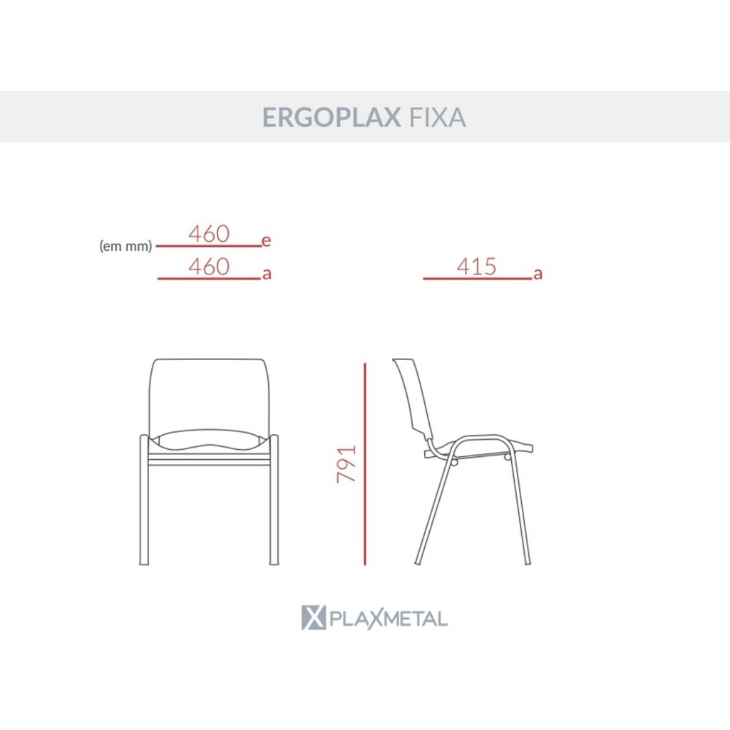 Cadeira Fixa Aproximação Preto Ergoplax Plaxmetal - 34532111310