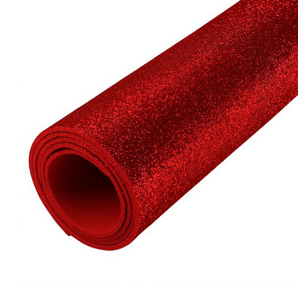 Eva com Glitter 40x48 Centímetros 2mm BRW Pacote com 5 Unidades Vermelho - PE3501