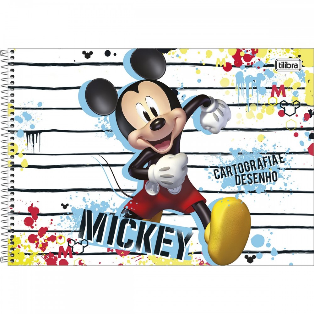 Caderno Cartografia Tilibra Mickey Espiral Capa Dura 80 Folhas Sortido