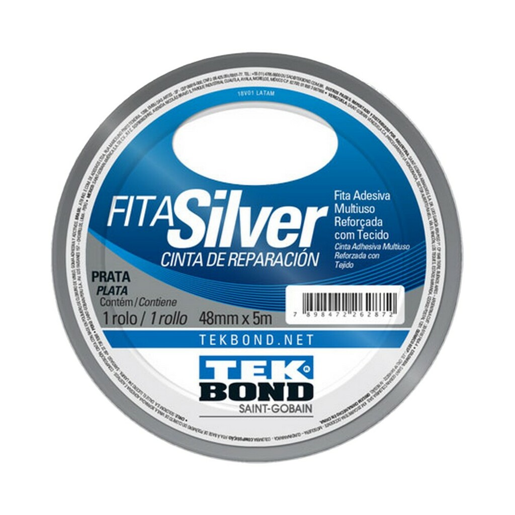 Fita Adesiva Silver Tape TekBond 48Mm x 5M Prata - 78072708255