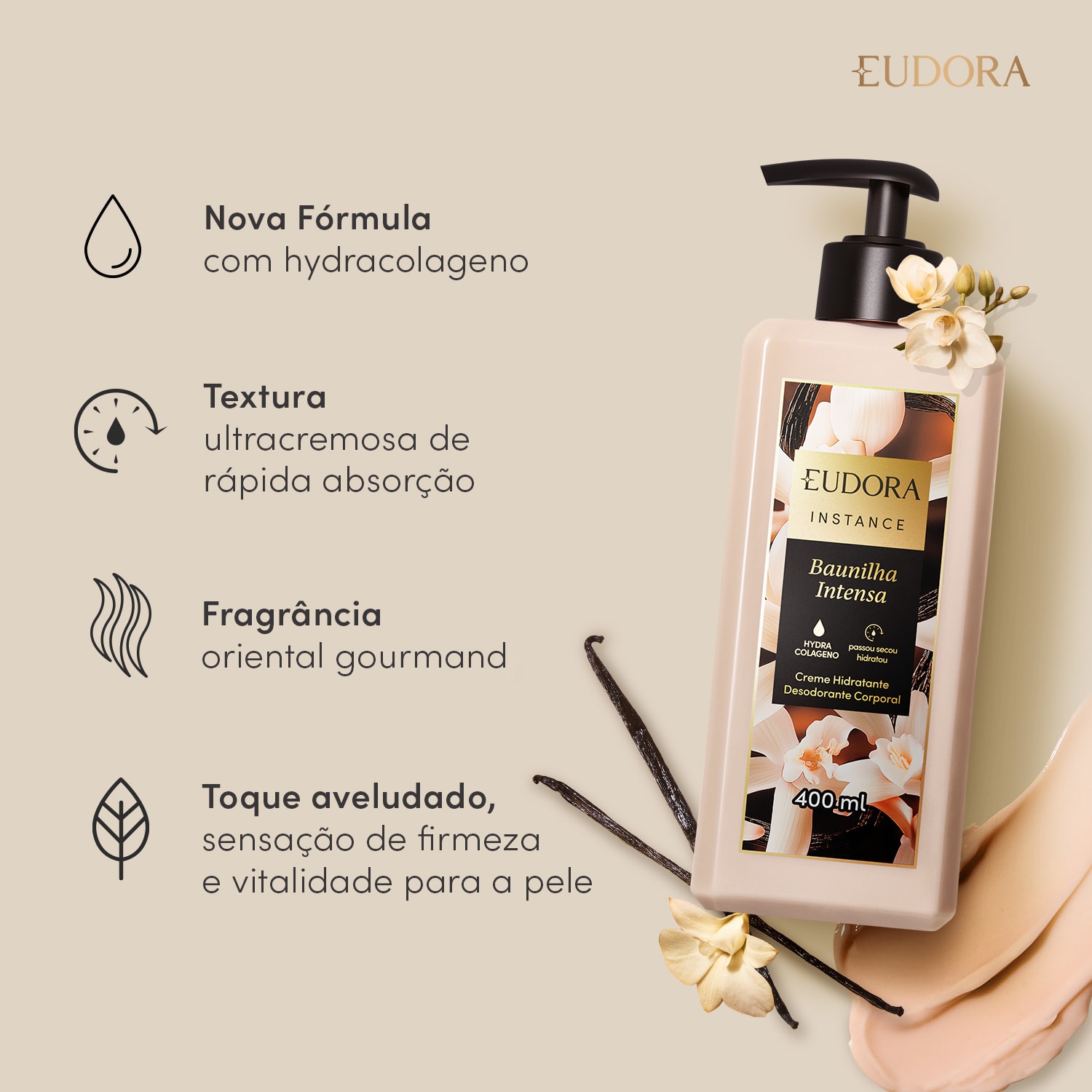 Creme Hidratante Desodorante Corporal Instance Baunilha Nuit 400ml