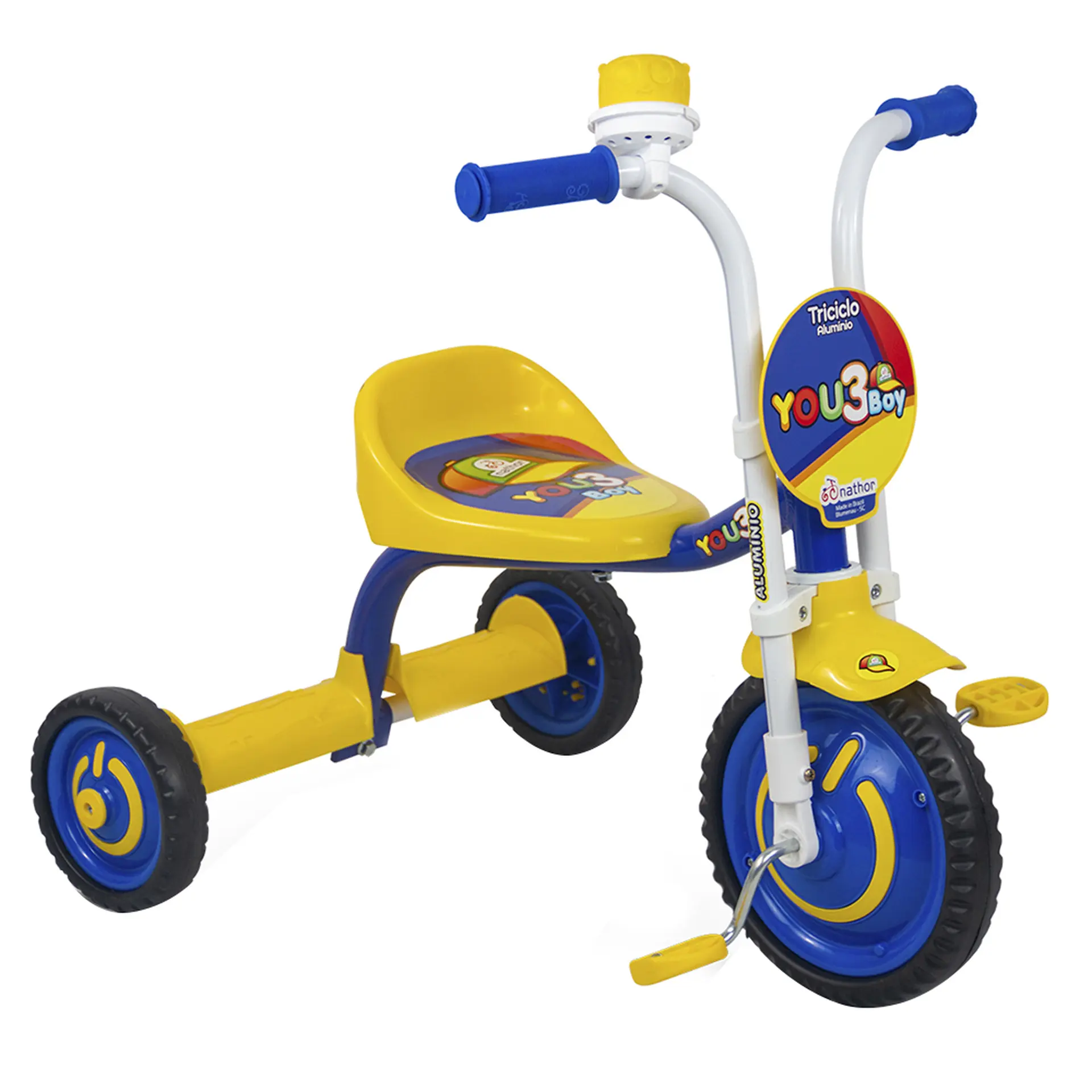 Triciclo Infantil Nathor You 3 Girl com Pedal - Azul/Amarelo