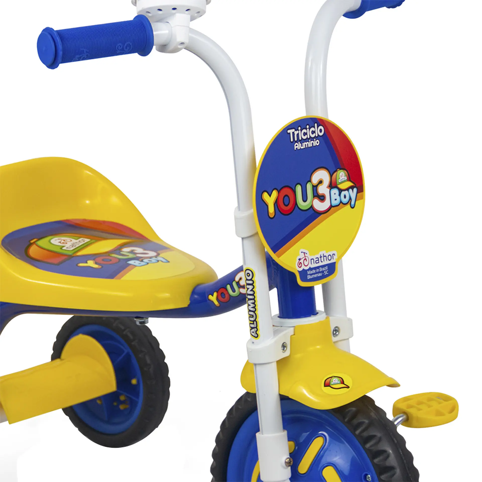Triciclo Infantil Nathor You 3 Girl com Pedal - Azul/Amarelo