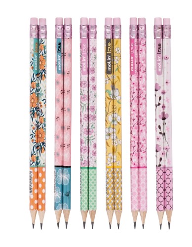 Lápis Preto HB Molin Love Heart com Borracha Unidade Sortido