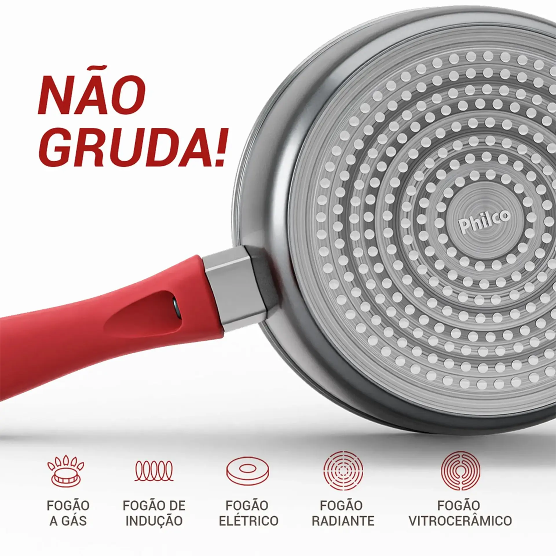 Frigideira Philco 1,7L com Revestimento Redstone Definitive PPH240AFR - Cinza/Vermelho