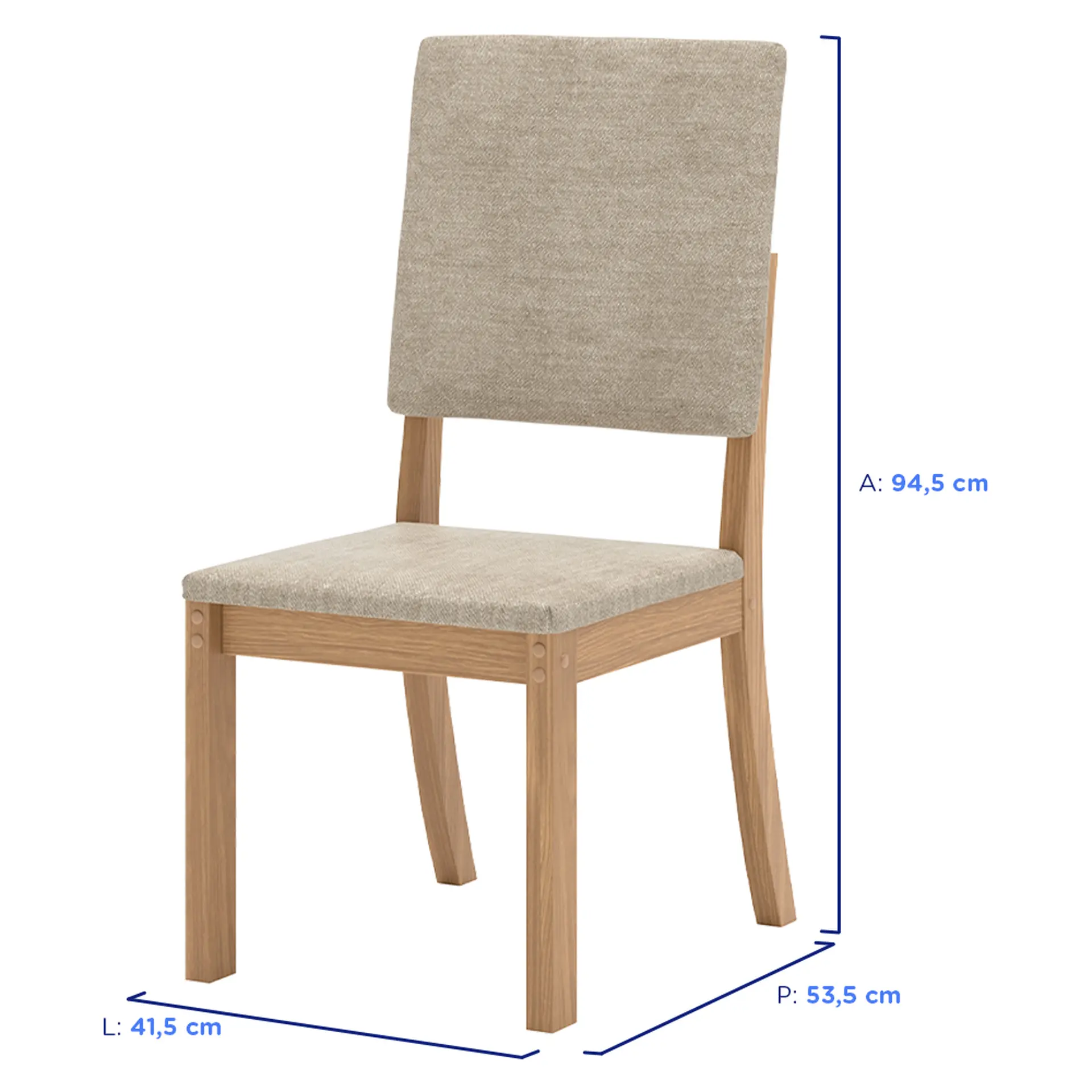 Conjunto de Mesa 4 Cadeiras Tampo MDF com Assento Estofado Natalí Henn - Nature/Off white/Creme