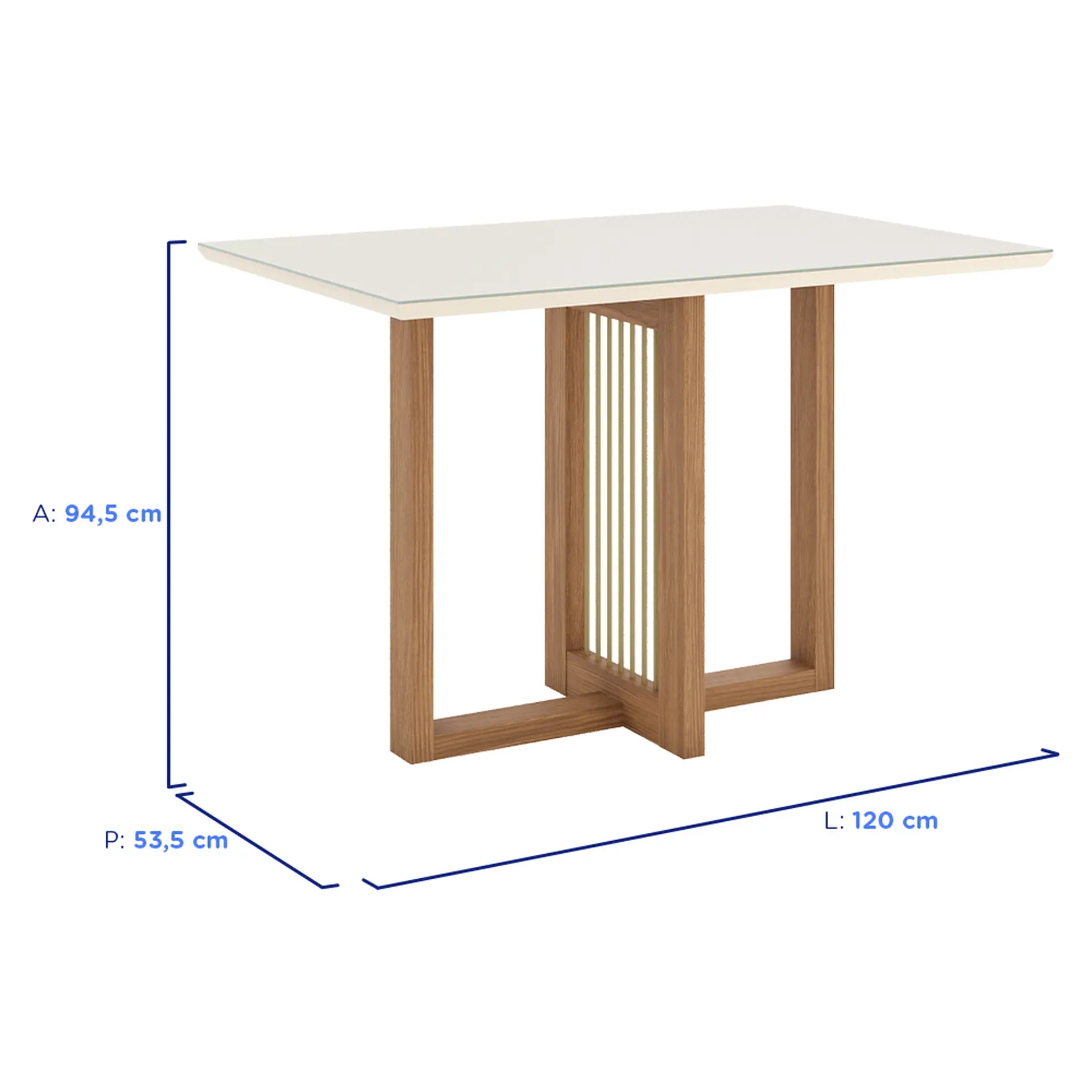 Conjunto de Mesa 4 Cadeiras Tampo MDF com Assento Estofado Natalí Henn - Nature/Off white/Creme