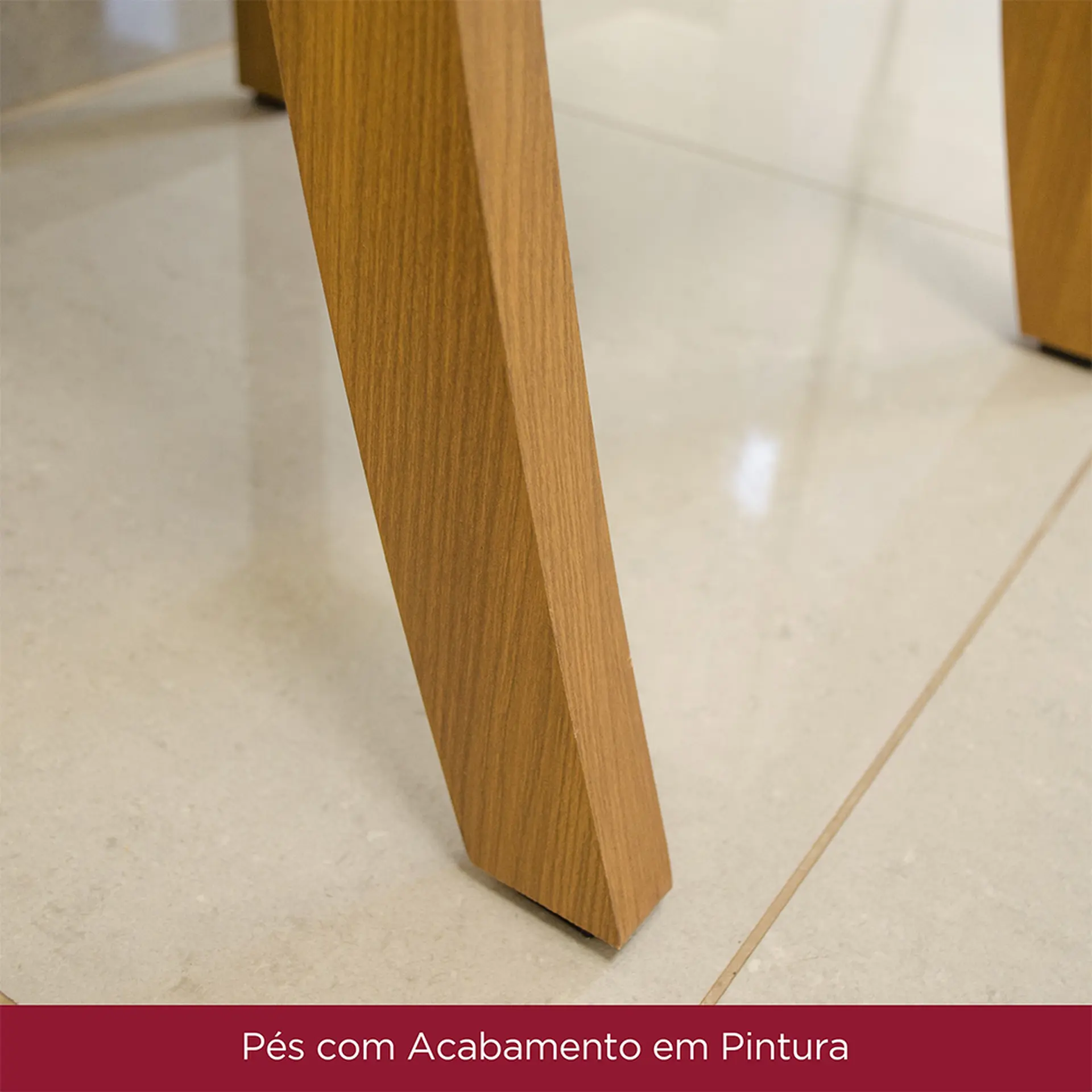 Conjunto de Mesa 4 Cadeiras Tampo MDF com Assento Estofado Natalí Henn - Nature/Off white/Creme