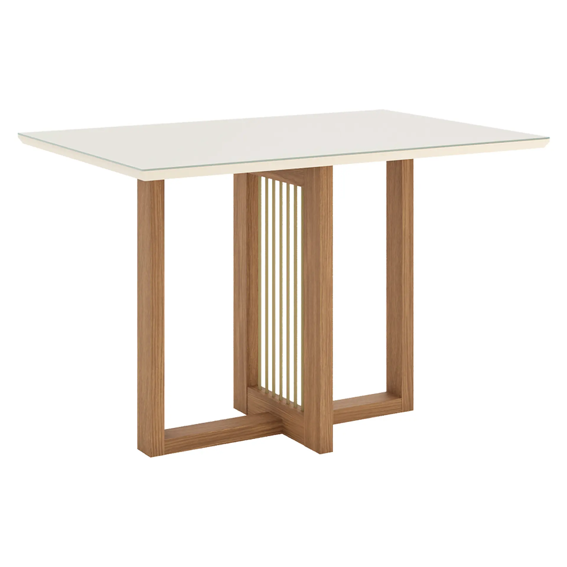Conjunto de Mesa 4 Cadeiras Tampo MDF com Assento Estofado Natalí Henn - Nature/Off white/Creme