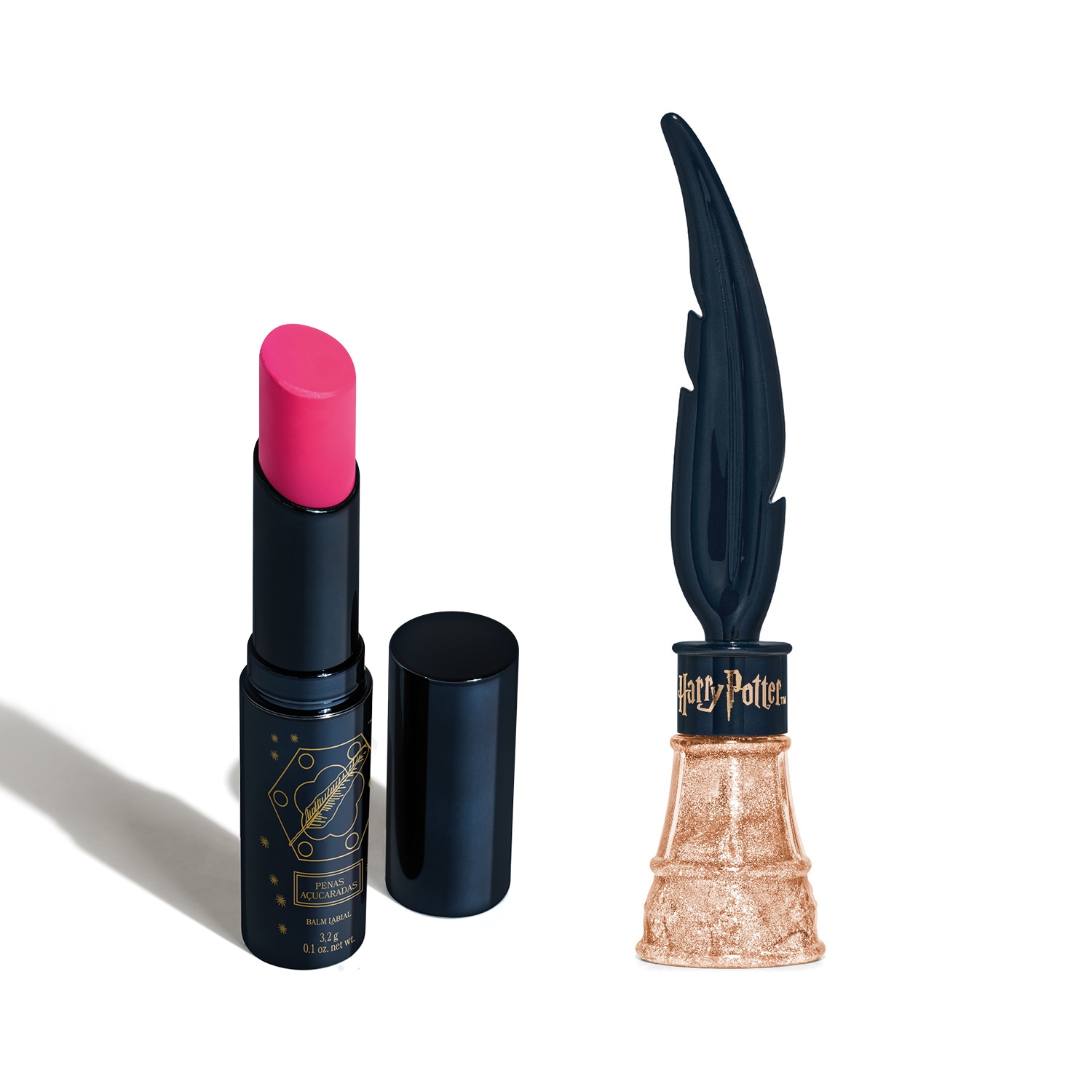Combo Harry Potter Quem Disse, Berenice?: Balm Labial Rosa 3,2g + Delineador Líquido Dourado 7ml